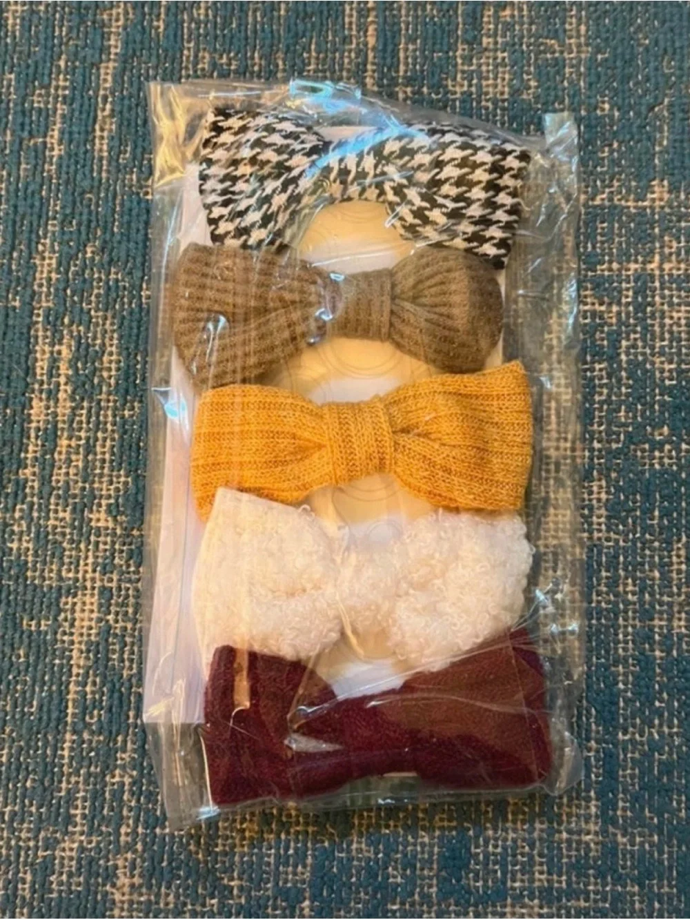 Girls Knit & Textured Bow Clip Set - Multi Color